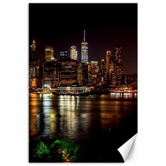 New York City Panorama Urban Hudson River Water Canvas 12  X 18  by danenraven