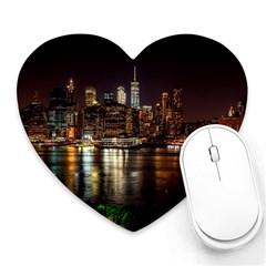 New York City Panorama Urban Hudson River Water Heart Mousepad by danenraven