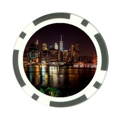 New York City Panorama Urban Hudson River Water Poker Chip Card Guard by danenraven