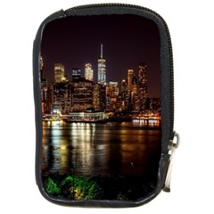 New York City Panorama Urban Hudson River Water Compact Camera Leather Case by danenraven