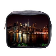 New York City Panorama Urban Hudson River Water Mini Toiletries Bag (two Sides) by danenraven