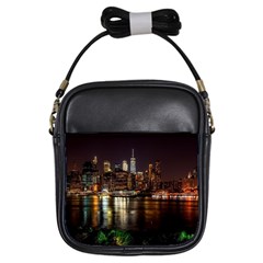 New York City Panorama Urban Hudson River Water Girls Sling Bag by danenraven