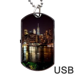 New York City Panorama Urban Hudson River Water Dog Tag Usb Flash (two Sides) by danenraven