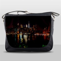 New York City Panorama Urban Hudson River Water Messenger Bag by danenraven