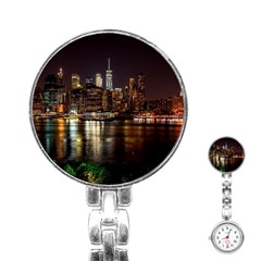 New York City Panorama Urban Hudson River Water Stainless Steel Nurses Watch by danenraven