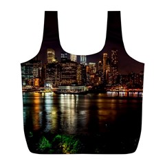 New York City Panorama Urban Hudson River Water Full Print Recycle Bag (l) by danenraven