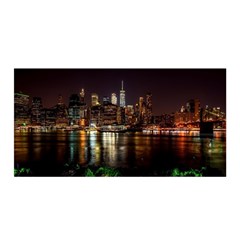 New York City Panorama Urban Hudson River Water Satin Wrap 35  X 70  by danenraven