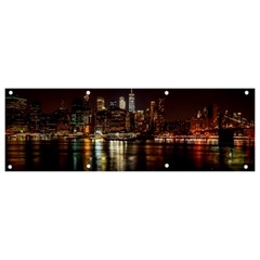 New York City Panorama Urban Hudson River Water Banner And Sign 9  X 3  by danenraven