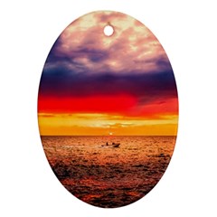 Denmark Sunset Dusk Sky Clouds Sea Ocean Water Ornament (oval) by danenraven