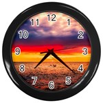 Denmark Sunset Dusk Sky Clouds Sea Ocean Water Wall Clock (Black) Front