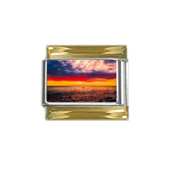 Denmark Sunset Dusk Sky Clouds Sea Ocean Water Gold Trim Italian Charm (9mm) by danenraven