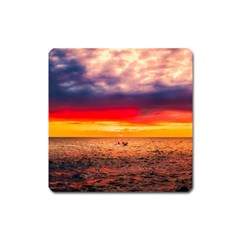 Denmark Sunset Dusk Sky Clouds Sea Ocean Water Square Magnet by danenraven