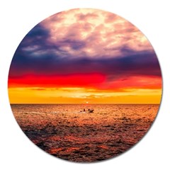 Denmark Sunset Dusk Sky Clouds Sea Ocean Water Magnet 5  (round) by danenraven