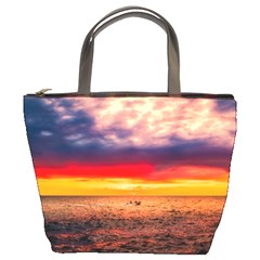 Denmark Sunset Dusk Sky Clouds Sea Ocean Water Bucket Bag by danenraven