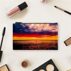 Denmark Sunset Dusk Sky Clouds Sea Ocean Water Cosmetic Bag (small) by danenraven