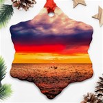 Denmark Sunset Dusk Sky Clouds Sea Ocean Water Snowflake Ornament (Two Sides) Front