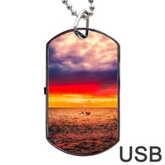 Denmark Sunset Dusk Sky Clouds Sea Ocean Water Dog Tag Usb Flash (one Side) by danenraven