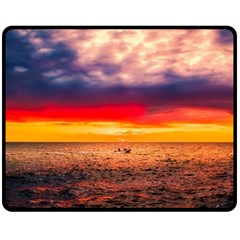 Denmark Sunset Dusk Sky Clouds Sea Ocean Water Double Sided Fleece Blanket (medium)  by danenraven