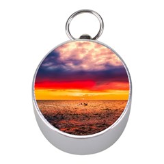 Denmark Sunset Dusk Sky Clouds Sea Ocean Water Mini Silver Compasses by danenraven