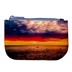 Denmark Sunset Dusk Sky Clouds Sea Ocean Water Large Coin Purse by danenraven