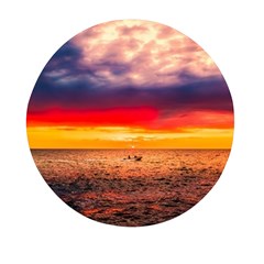 Denmark Sunset Dusk Sky Clouds Sea Ocean Water Mini Round Pill Box by danenraven