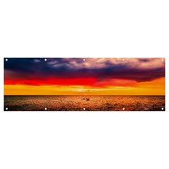 Denmark Sunset Dusk Sky Clouds Sea Ocean Water Banner And Sign 12  X 4  by danenraven