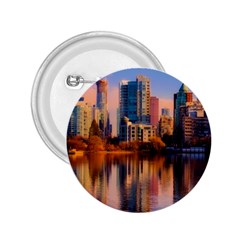 Vancouver Canada Sea Ocean Reflections Skyline 2 25  Buttons by danenraven