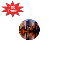 Vancouver Canada Sea Ocean Reflections Skyline 1  Mini Buttons (100 Pack)  by danenraven