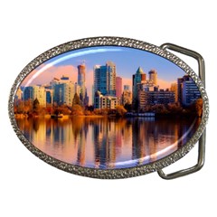 Vancouver Canada Sea Ocean Reflections Skyline Belt Buckles by danenraven