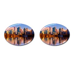 Vancouver Canada Sea Ocean Reflections Skyline Cufflinks (oval) by danenraven