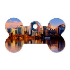 Vancouver Canada Sea Ocean Reflections Skyline Dog Tag Bone (one Side) by danenraven