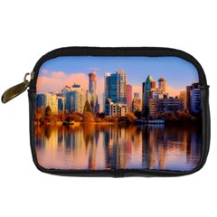 Vancouver Canada Sea Ocean Reflections Skyline Digital Camera Leather Case by danenraven