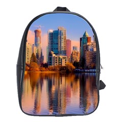 Vancouver Canada Sea Ocean Reflections Skyline School Bag (large) by danenraven