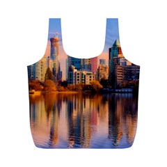 Vancouver Canada Sea Ocean Reflections Skyline Full Print Recycle Bag (m) by danenraven