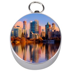 Vancouver Canada Sea Ocean Reflections Skyline Silver Compasses by danenraven