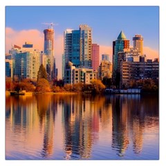 Vancouver Canada Sea Ocean Reflections Skyline Square Satin Scarf (36  X 36 ) by danenraven