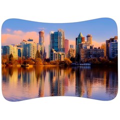 Vancouver Canada Sea Ocean Reflections Skyline Velour Seat Head Rest Cushion by danenraven