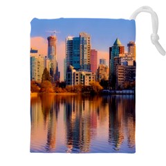 Vancouver Canada Sea Ocean Reflections Skyline Drawstring Pouch (5xl) by danenraven