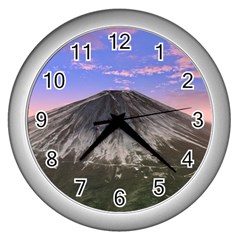 Mount Mountain Fuji Japan Volcano Mountains Wall Clock (silver) by danenraven