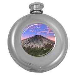 Mount Mountain Fuji Japan Volcano Mountains Round Hip Flask (5 Oz) by danenraven