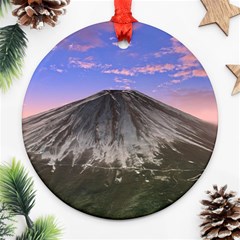 Mount Mountain Fuji Japan Volcano Mountains Round Ornament (two Sides) by danenraven