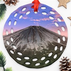 Mount Mountain Fuji Japan Volcano Mountains Ornament (round Filigree) by danenraven