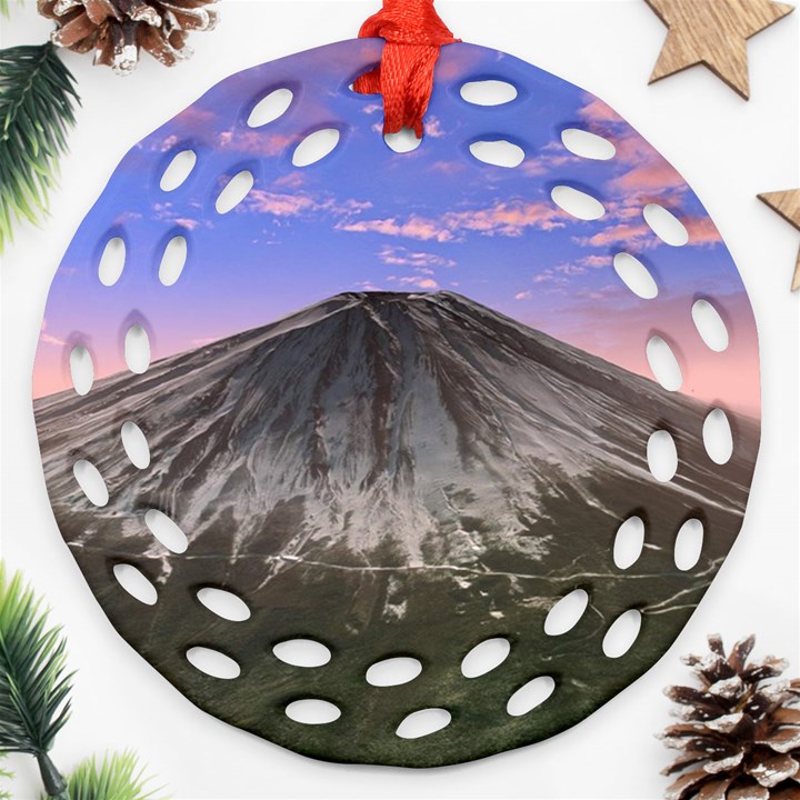 Mount Mountain Fuji Japan Volcano Mountains Ornament (Round Filigree)