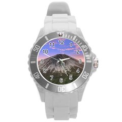 Mount Mountain Fuji Japan Volcano Mountains Round Plastic Sport Watch (l) by danenraven