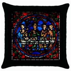 Window Stained Glass Chartres Cathedral Throw Pillow Case (black) by danenraven