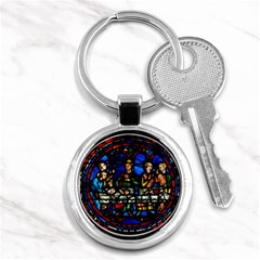 Window Stained Glass Chartres Cathedral Key Chain (round) by danenraven