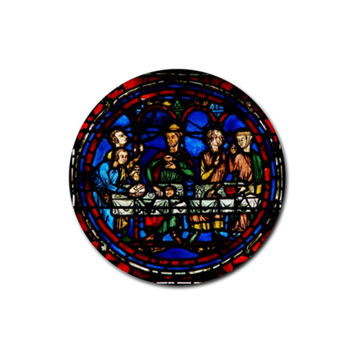 Window Stained Glass Chartres Cathedral Rubber Round Coaster (4 pack)