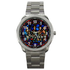 Window Stained Glass Chartres Cathedral Sport Metal Watch by danenraven