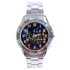 Window Stained Glass Chartres Cathedral Stainless Steel Analogue Watch by danenraven