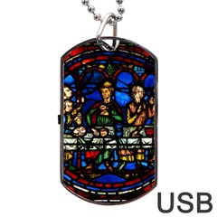 Window Stained Glass Chartres Cathedral Dog Tag Usb Flash (one Side) by danenraven